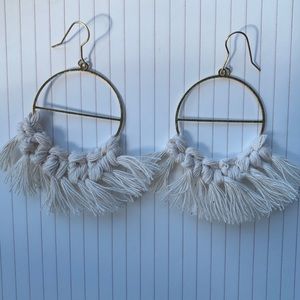 Handmade Macrame Earrings - Ivory & Brass